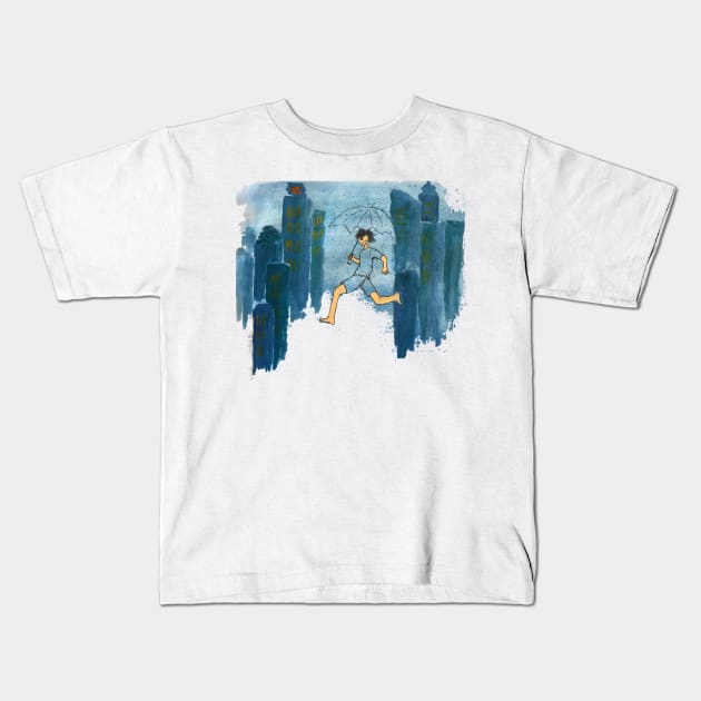 Rain Runner Kids T-Shirt by Sub_Scholars